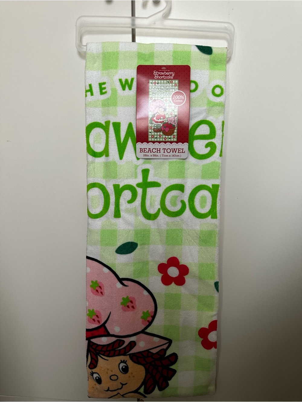 Strawberry Shortcake Green Check Beach Towel
